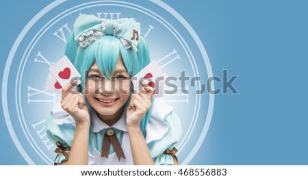 Japan women anime cosplay maid , hand made costume and card 