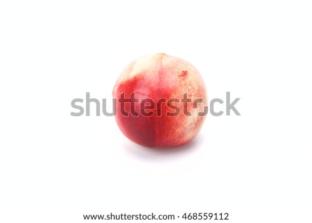 One ripe peach isolated on white background