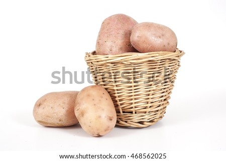 Potato. Potatoes in isolated white studio background. Potato. Potatoes. Praties. Chips potato. Chips potatoes. Clean potato. Real potato. Real potatoes. Cute potato. Potatoe in white. Potato on white