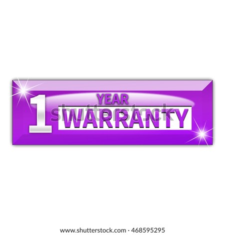 1 year warranty button isolated on white background. 3d render