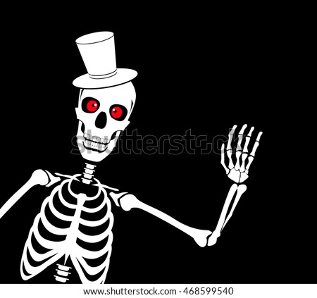 abstract skeleton with hat and red eyes vector illustration