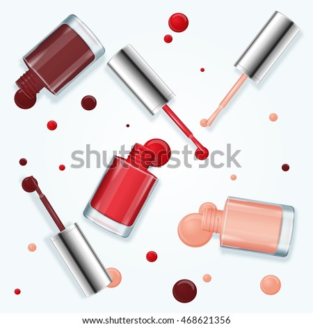 Colorful Nail Polish Background with Drops. Vector illustration