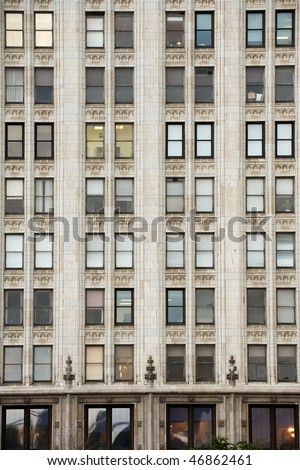 Typical Art Deco facade of Chicago highrise on Michigan avenue Royalty-Free Stock Photo #46862461