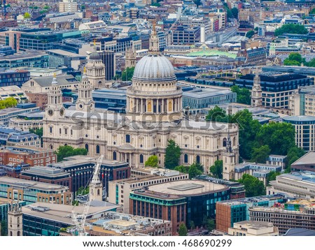 High dynamic range HDR Aerial view of St Paul cathedral in London, UK