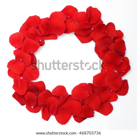 round floral frame of red rose petals Royalty-Free Stock Photo #468703736