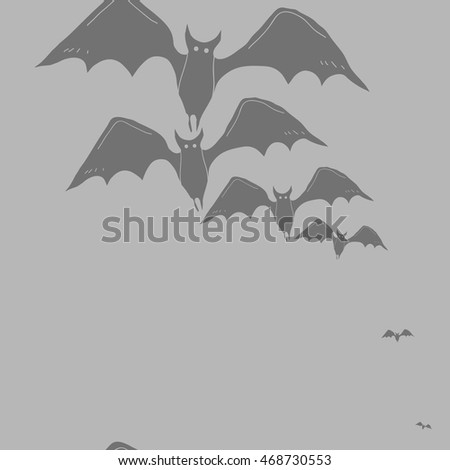 Seamless  vertical pattern of  Halloween, doodles,  object,bat,  copy space . Hand drawn.