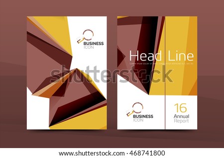 3d geometric shapes design a4 cover. Vector business corporate brochure identity template