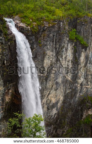 The majestic waterfall in Norway Jotunheimen National Park