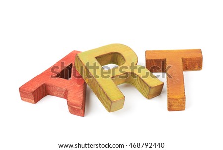 Word Art made of colored with paint wooden letters, composition isolated over the white background