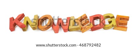 Word Knowledge made of colored with paint wooden letters, composition isolated over the white background