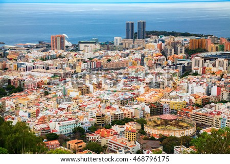 aerial view of the capital of island - Santa Cruz de Tenerife, Canary Islands, Spain