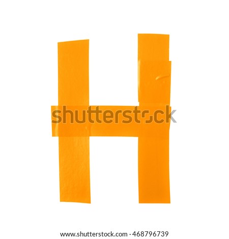 Letter H symbol made of insulating tape pieces, isolated over the white background