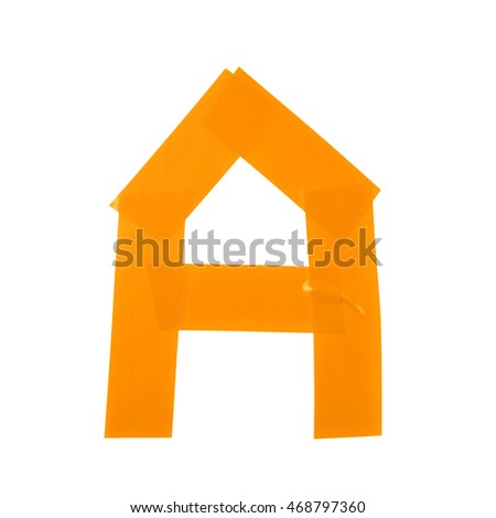 Letter symbol made of insulating tape pieces, isolated over the white background