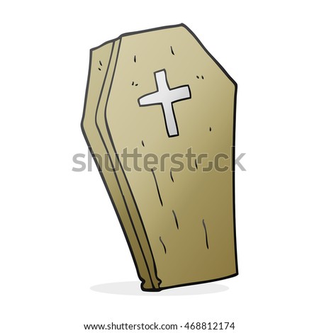freehand drawn cartoon spooky coffin