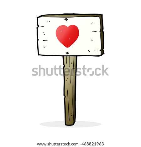 cartoon love heart sign post