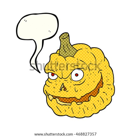 freehand drawn comic book speech bubble cartoon spooky pumpkin