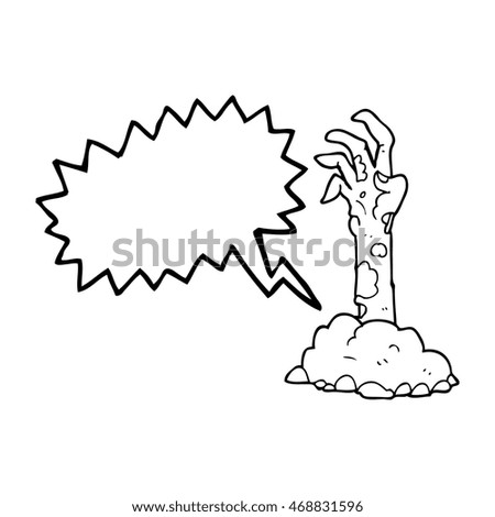 freehand drawn speech bubble cartoon zombie hand rising from ground