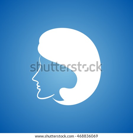 Female, Woman Icon on blue color.