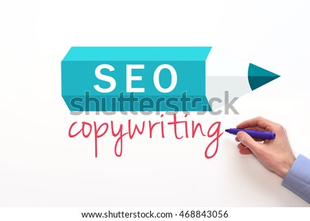 SEO copywriting sign on white background