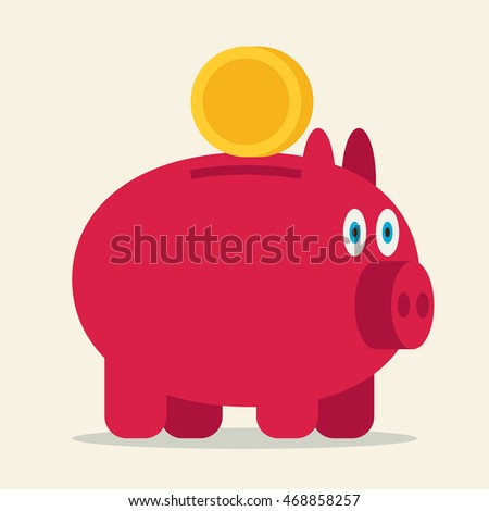 Pig bank vector icon illustration.