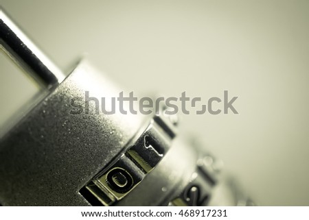 combination padlock in blur style for security concept background