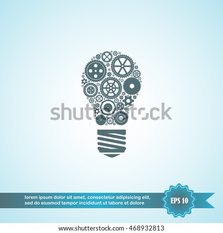 Modern Technology Concept , light bulb with gears and cogs 