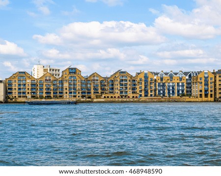 High dynamic range HDR Docks in London Docklands on River Thames, UK