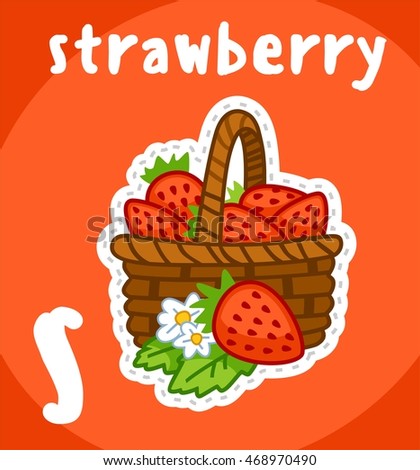 fresh strawberries in basket letter