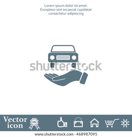 Hand with car vector icon