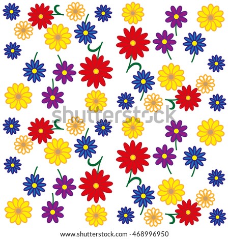 Seamless geometric pattern with flowers. Vector art.