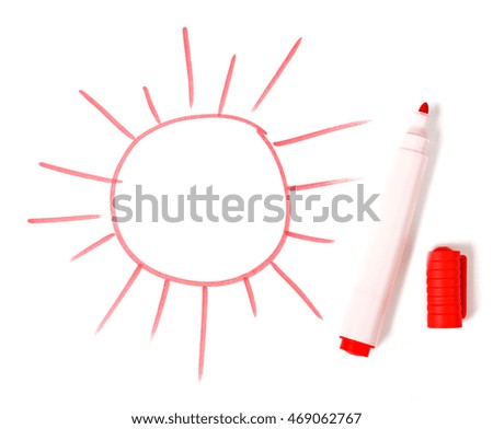 children's picture illustration sun on white paper