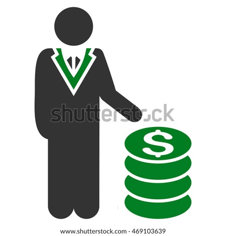 Businessman icon. Vector style is bicolor flat iconic symbol with rounded angles, green and gray colors, white background.