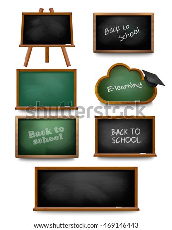Set of school board blackboards. Back to school. Vector illustration  Royalty-Free Stock Photo #469146443