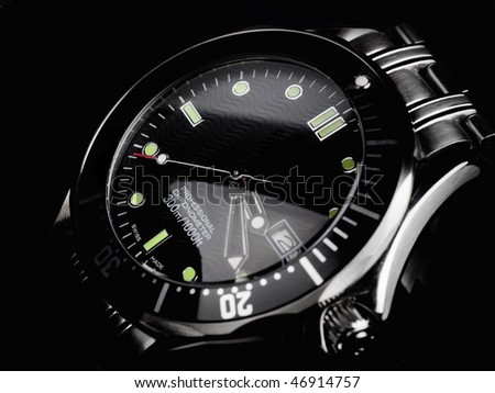 close-up of a wristwatch on a black Royalty-Free Stock Photo #46914757