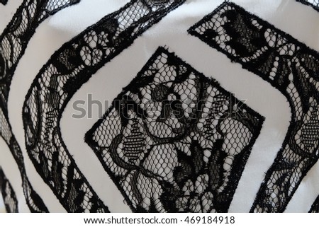 Lace black seamless pattern with flowers