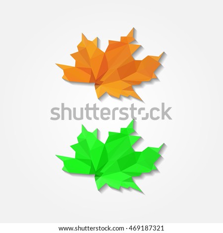 Autumn yellow maple-leaf low resolution flat triangle polygon vector eps10
