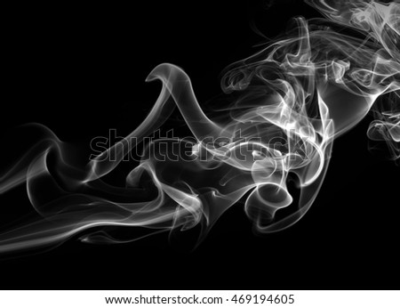 Abstract art, white smoke on black background