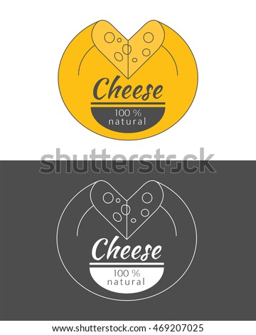 Cheese wheel with sign - abstract design concept for cheese. Vector logo design template.
