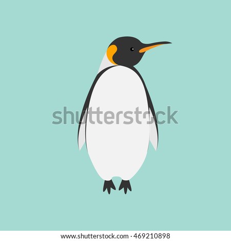 King Penguin Emperor Aptenodytes Patagonicus Flat design Winter antarctica background Vector illustration