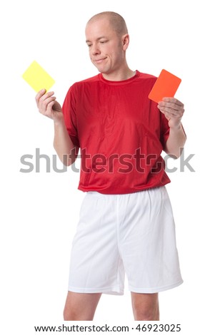 Full isolated studio picture from a young referee