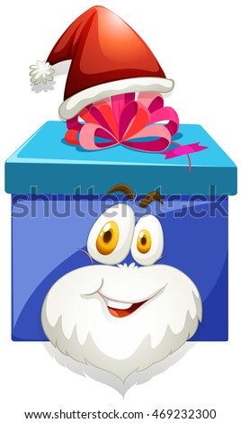 Blue box with pink ribbon illustration