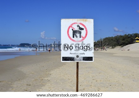 No dogs on beach sign