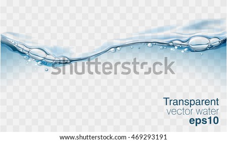 Water vector wave transparent surface with bubbles of air Royalty-Free Stock Photo #469293191