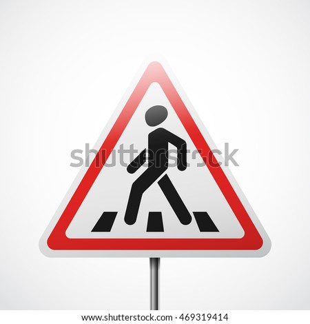 Warning road sign. Crosswalk vector illustration.