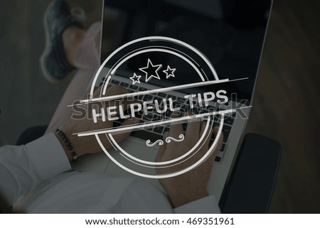 People Using Laptop and HELPFUL TIPS Concept