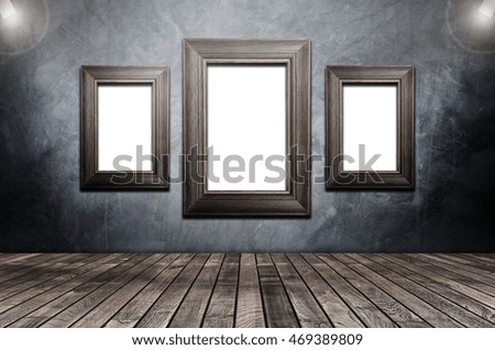 Picture frame is available on the cement walls,3D rendering