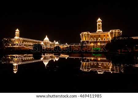 Illuminated Presidents House in India