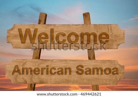 Welcome to American Samoa sing on wood background 