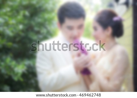 Blur of pre-wedding photo, soft beautiful pre-wedding photo
