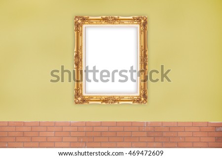 Golden Picture Frame on the wall color yellow.
